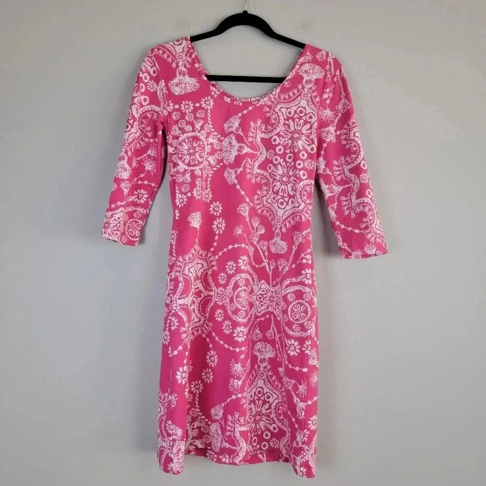 Persifor Mini Sheath Dress Bodycon Floral 3/4 Sleeve Beach Resort S